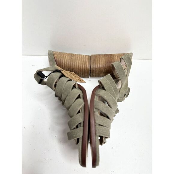 Crevo Hazelle Block Heel Mule Womens 7.5 Sage Slip On Leather Suede Sandal - Picture 6 of 9